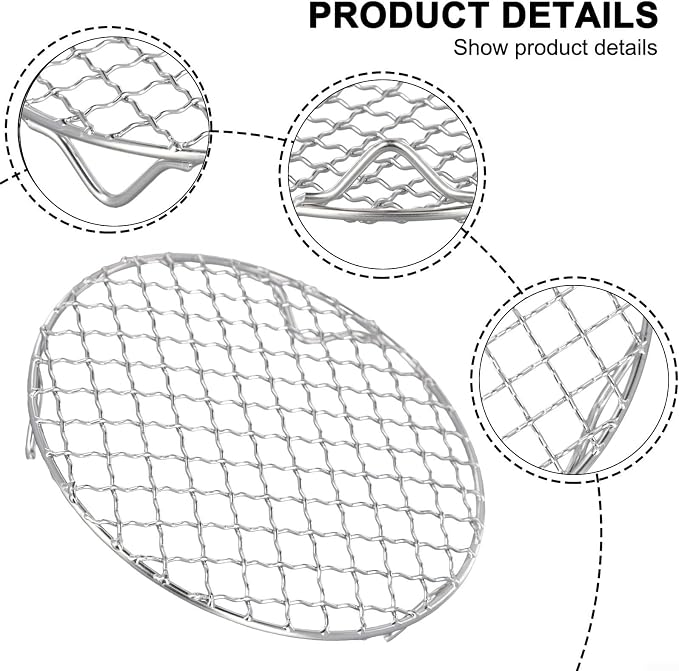Round Cooling Baking Rack, 201 Stainless-Steel Wire Oven Grill Sheet with 3-Leg Stable Design, 1.2cm Mesh for Even Heating, Multi-Size Options 13cm to 40.5cm, for Baking, Roasting(16.5cm)