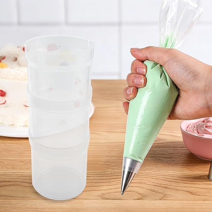 Pastry Piping Bag Holder Stand, Translucent Clear Plastic Cream Icing Bag Rack, Hands-Free Piping Bag Holder, Adjustable Height, Home Bakers & Professional Chefs