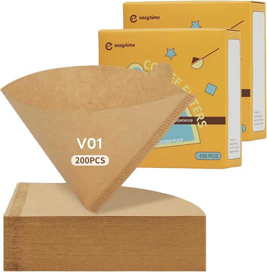 #1 Coffee Filters, 200 Count Cone Coffee Filters #1, Small Unbleached Paper Coffee Filter 1-2 cup for Pour Over and Drip Coffee Maker (2 Boxes, 200 Count Total)