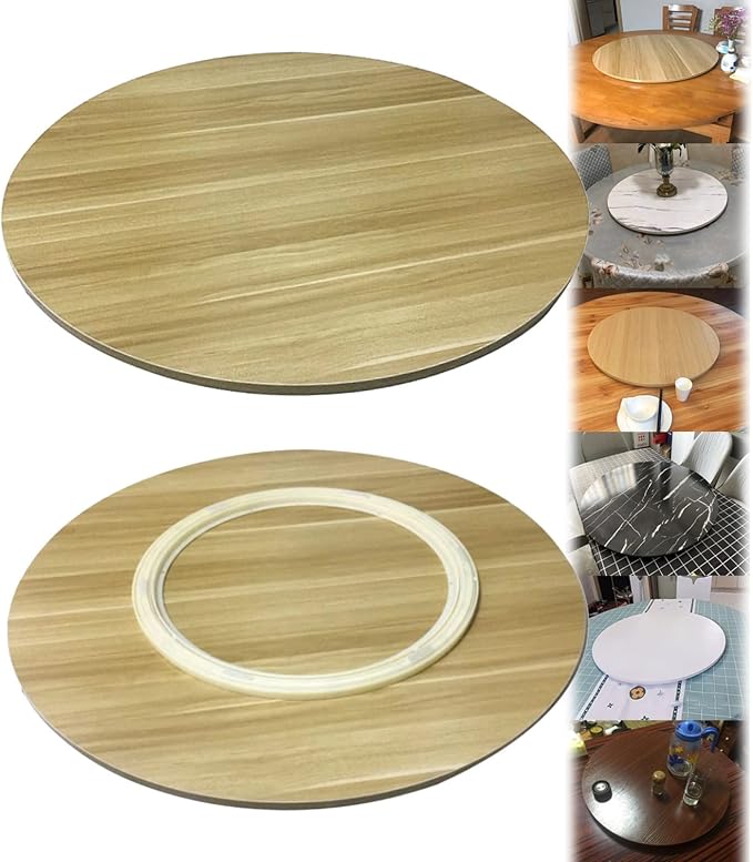 Round Wooden Serving Plate 360° Rotating Turntable - For Kitchen Dining Table Swivel Serving Trays, Round Lazy Susan Turntable Ø20inch-39inch, One-piece, Stable Rotation (Color : Walnut, Size : Ø50c