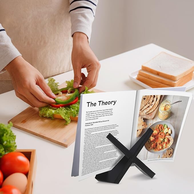 Cookbook Stand for Kitchen, Recipe Book Holder for Kitchen Counter, Wooden Cookbook Holder, Rustic Cook Book Stand