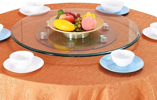 28 Inch Glass Lazy Susan, Round Kitchen Turntable with Steel Bearings, Heavy Duty Rotating Tray for Dining Table Serving Plate