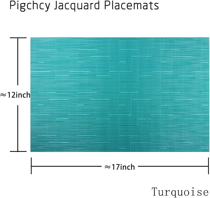 PIGCHCY Placemats Set of 12 Washable Durable Place Mats Vinyl Heat Resistant Non-Slip Table Mats Indoor Outdoor (Turquoise)