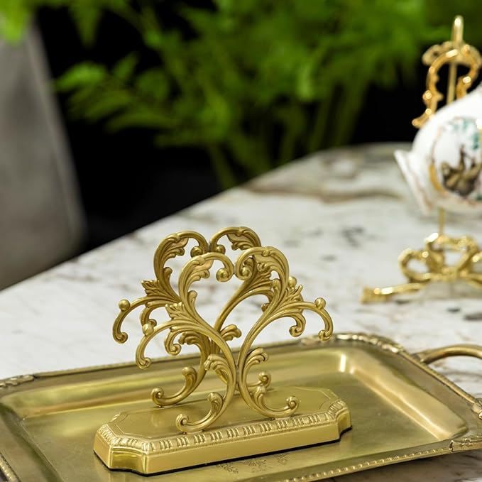 Luxurious Gold Napkin Holder for Table,Brass Napkin Holders for Paper Napkins & Kitchen Dining & Countertops, Cocktail Upright Napkin Holder Dispenser Suitable for All Room Decors
