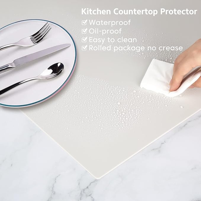 Silicone Mats for Kitchen Counter, Nonslip Silicone Mats for Crafts Countertop Protector Heat Resistant Mat (78.7” x 15.7”, Beige)