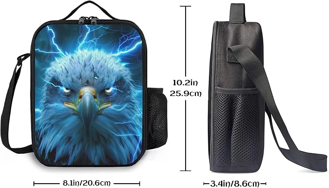 Insulated Lunch Bag, Reusable Portable Lunch Box With Shoulder Strap, Eagle Lunch Bag, Funny Cute Bento Lunchbox Cooler Thermal Meal Tote Kit