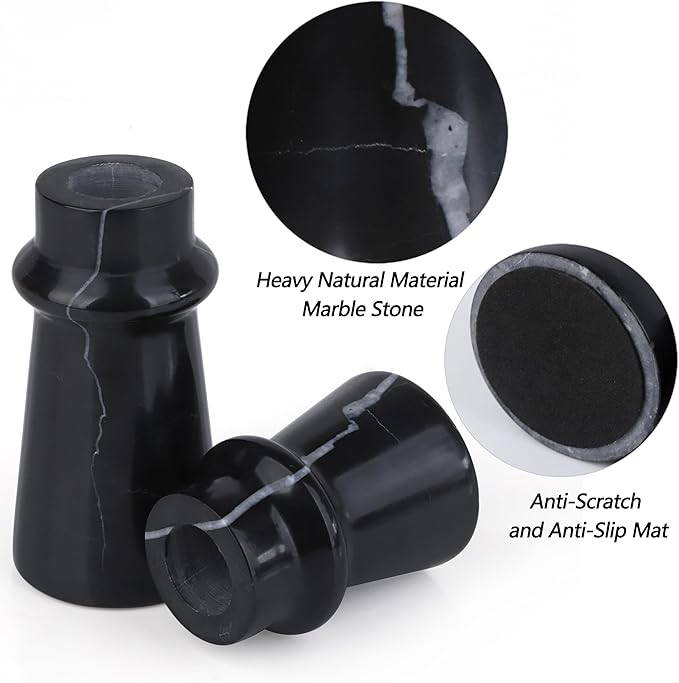 Vixdonos Marble Candle Holder Set of 2 Taper Candle Candlestick Mantle Candle Stand for Home Decor,Wedding,Party and Table Centerpieces(Black)