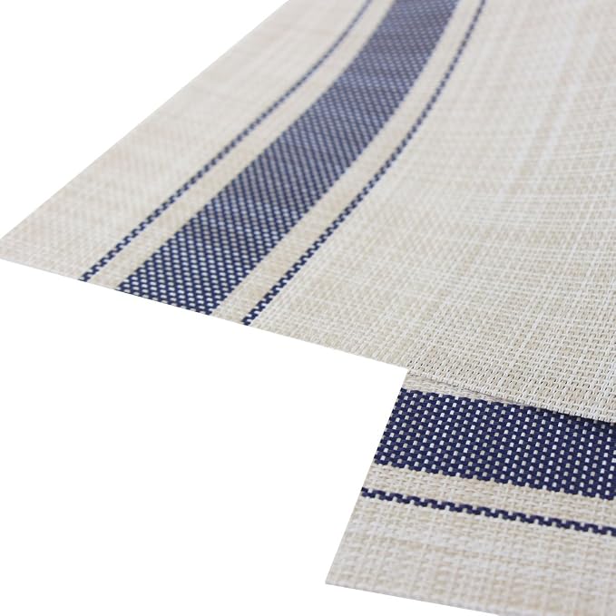 Placemats Vinyl Heat-resistand Kitchen Table Setting Mats Washable Table Mats Set of 4（Navy）