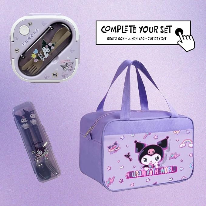 Lunch Bag Cooler Tote Large Insulated Kawaii Leak Proof Food Portable Waterproof Reusable Anime for Work Picnic Travel (Purpleromi)