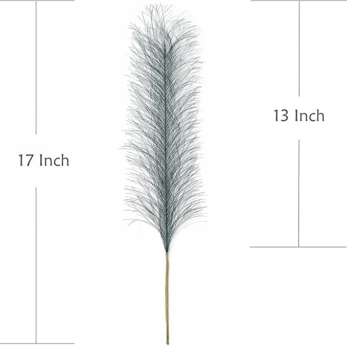 Fake Pampas Grass Artificial Fluffy Flowers Gray - 17 Inch 30 Pcs, Vase Filler Plant for Home Decor Faux Pampas Grass Stem Reeds Floral Plants Wedding Branches Party Christmas DIY Boho Decoration Grey
