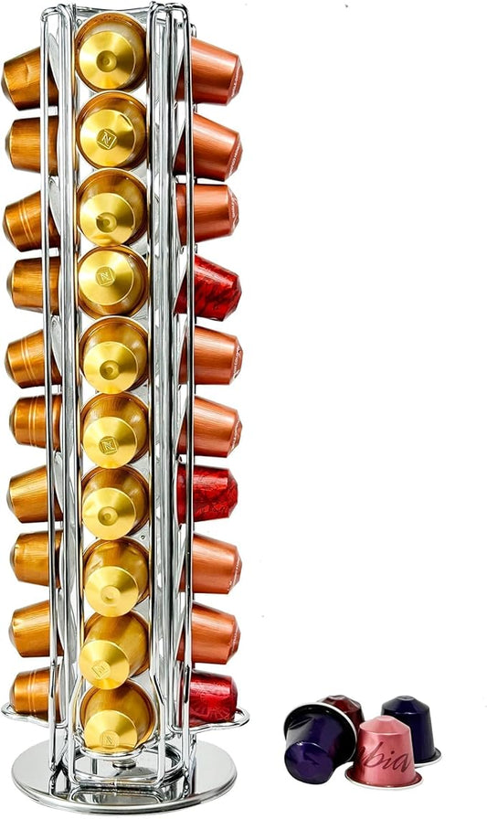 Coffee Pod Stand for Nespresso OriginalLine Capsule, Large Compacity Nespresso Coffee Pods Holder, Coffee Pod Organizer Holding 40 Small Originalline Pods, Silver