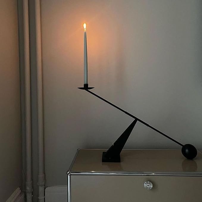 Black Metal Modern Candle Holder Candlestick Holders Decorative Candle Stand, Tapered Candle Holders Home Decoration 19 inch