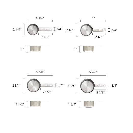 Thunder Group SLMC2414 Stainless Steel Measuring Cup Set, 1/4, 1/3, 1/2, 1Cup