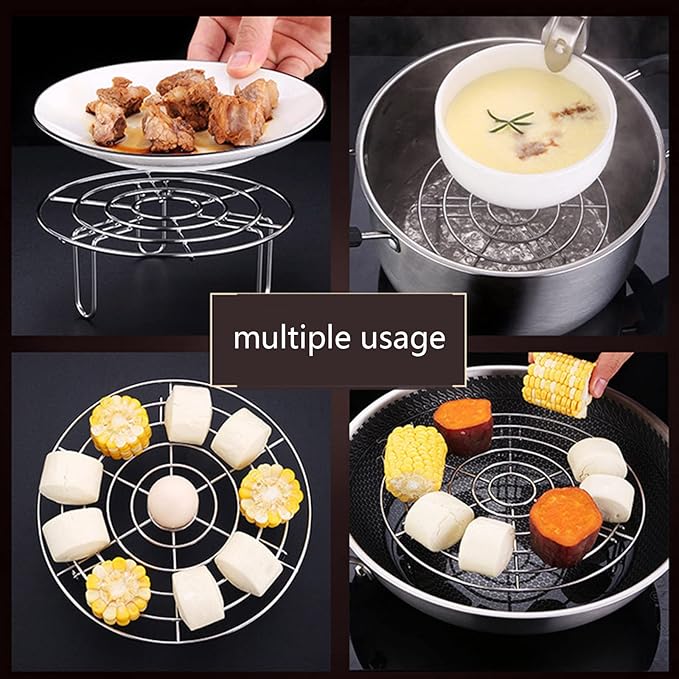 Stainless Steel Circle Roasting Rack 6.3/7.8/9.5/11in Insert Kitchen Cookware Heavy Duty 6.3/7.8/9.5/11in Cooling Racks For Baking Cooking Round