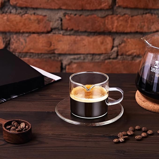 Gulex Espresso Cups, Shot Glass Coffee Espresso Cups with Pour Spout, 4 oz, Clear, Set of 2 (Set of 2)