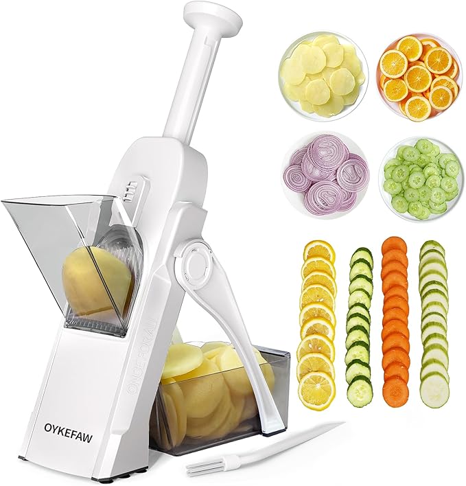 Safer Mandoline Slicer For Kitchen, Potato Slicer for Chips, Vegetable & Food Cutter, Thickness Adjustable 0.1-8 mm, Kitchen Faster Slice Artifact (Only Slicer)