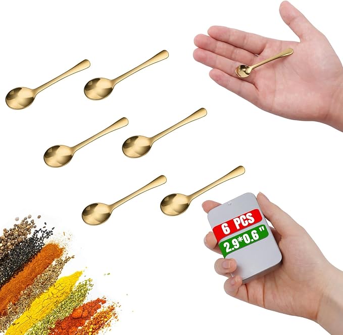 Tiny Spoons - Mini Stainless Steel Spoons 2.9 inch for Salt Jars Spice Jars, SUS 304 Food Grade Seasoning Spoon for Powder Spices, Pepper, Sugar, Coffee