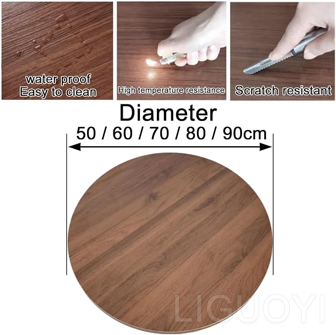 LIGUOYI Turntables for Dining Table Round Wood Table Top 360° Rotating Board 50 60 70 80 90cm Dining Table Serving Turntable, Lazy Susan Share Food Spin Smoothly Home Dining