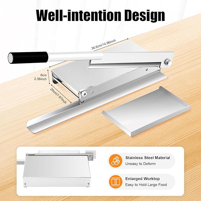 Manual Meat Bone Cutter Slicer Heavy Duty Chicken Cutting Machine with Blade Bone Chopper for Beef Goat Pig Fish Butcher Commercial Kitchen