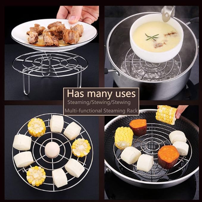 Steam Rack, Heavy Duty Steaming Rack Stand, Stainless Steel Round Steamer Cooling Rack Trivet, Pot Steamer Insert Food Stand, Steaming Cookware Accessories(SIZE:15.5cm/6.1in)