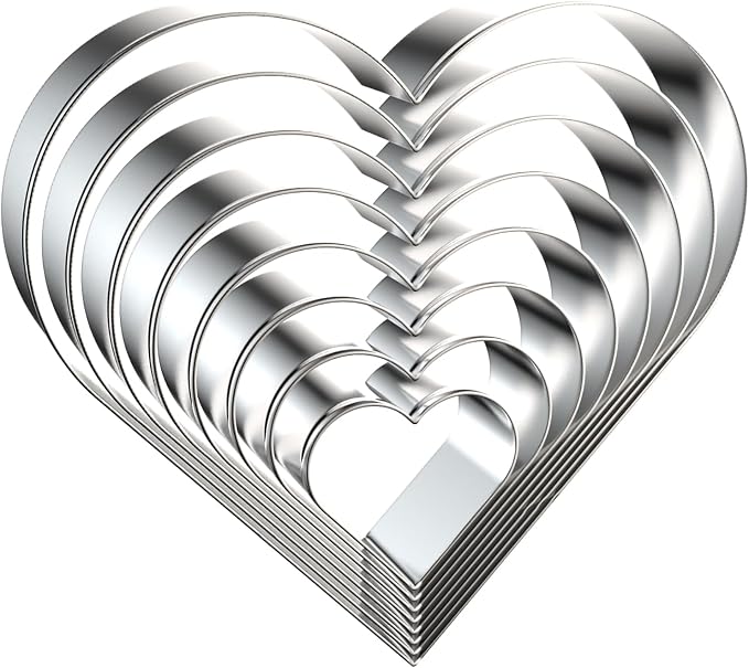 Heart Cookie Cutter Set 8-Piece 1.5" to 5" by QAAQS