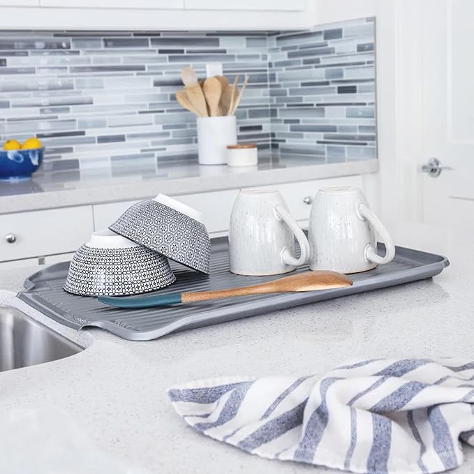 Better Houseware Drain Boards for Kitchen Counter White Dish Drain Board Shields Countertops from Water Damage, Space Efficient 19.5"x15.5"x1.25"