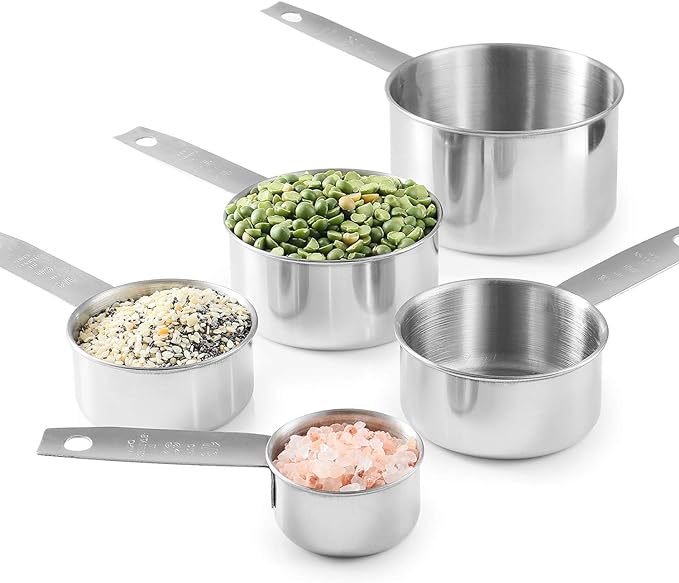 Stainless Steel Measuring Cups And Measuring Spoons 10-Piece Set, 5 Cups And 5 Spoons