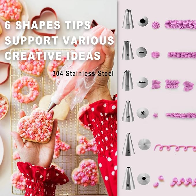Cookie Decorating Supplies Kit 82Pcs With Storage Box, Sugar Cookies Turntable Set With 6 Piping Tips and Bags, Scribe Needle, Brush, Ideal Beginner Decorator Lover Kids Gift Valentine Halloween