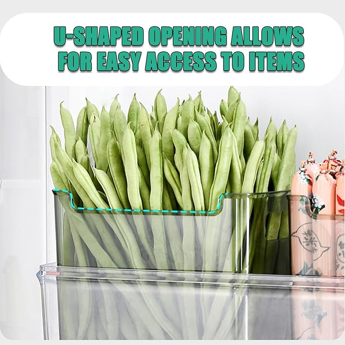 Stackable Crystal Clear Freezer Storage Bins - 2468 Pcs Organizer For Frozen Food, Meat & Veggies, Durable Plastic With Handles For Kitchen Cabinet, Space-saving Solution Green S+L