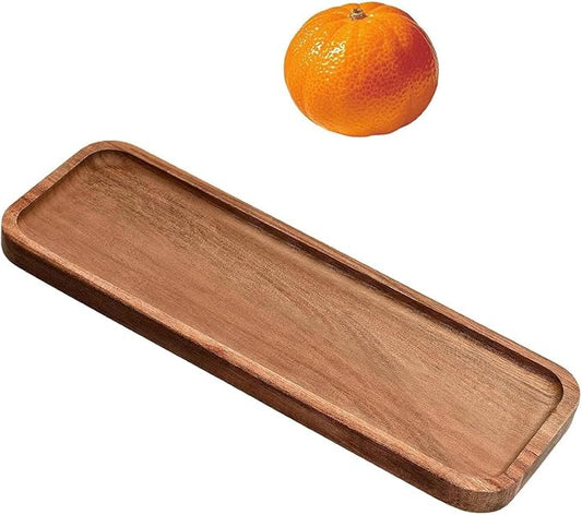 LorisArm 11.2"x 4" Small Wooden Serving Platters and Trays, Natural Acacia Wood Tray for Dessert,Appetizer, Cheese, Fruit, Cookie.