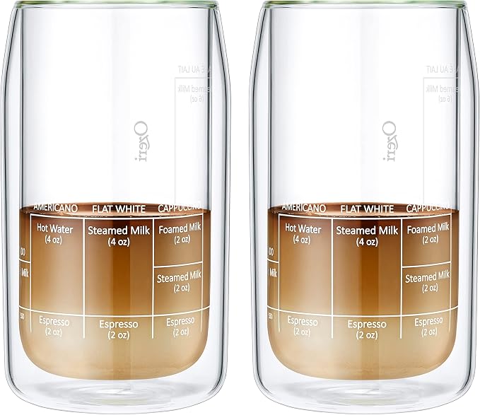 Ozeri Moderna Artisan Series Double Wall Barista Coffee Glass, 15 oz, Clear