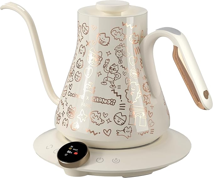 Cocinare x Chanoir Gooseneck Electric Kettle, ±0.5°F Precision Temperature Control for Pour-over Coffee & Tea, 0.9L, Limited Artist Collaboration
