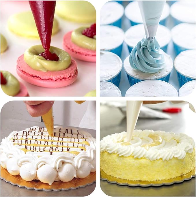 VolksRose 100Pcs Disposable Piping Bags, 24 inch Anti Burst and Non-Slip Pastry Bags, Thicken Cake Decorating Bags Icing Piping Bags for Cake Cupcakes Cookies Frosting, White