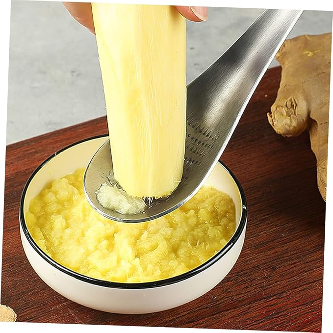 Stainless Steel Multi-Function Ginger Garlic Spoon Shaped Food Mincer for Kitchen Seasoning Baby Food Prep 8.46X2.75X0.39In 3-Pack
