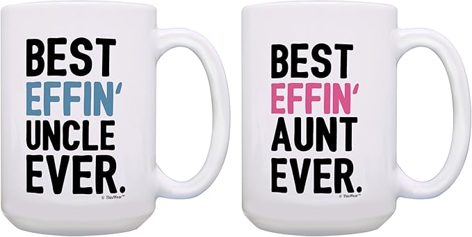 Aunt Uncle Gifts Best Effin' Aunt & Uncle Ever Mug Set 2 Pack 15-oz Mugs Cups 15 oz Aunt & Uncle