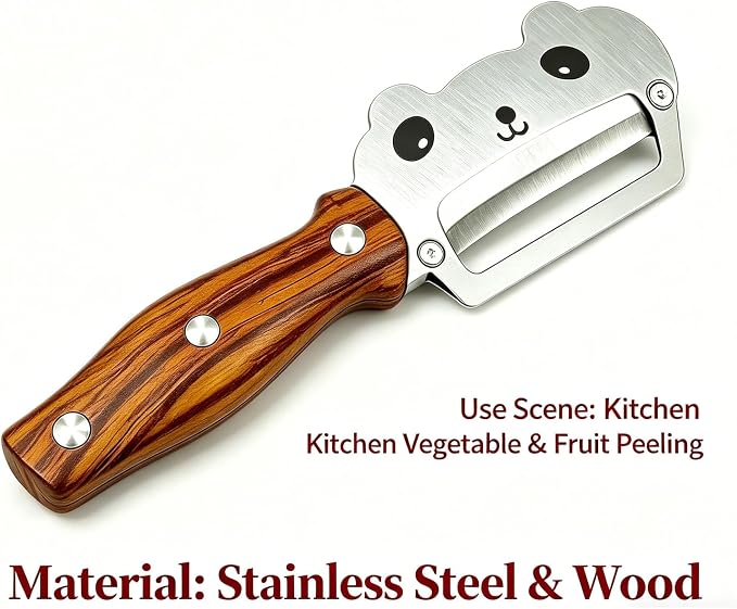 Panda Vegetable Peeler, Stainless Steel Blade Ergonomic PP Handle | Stainless steel blade peels potatoes, apples, carrots & cucumbers; ergonomic PP grip, panda design for home kitchen cooking