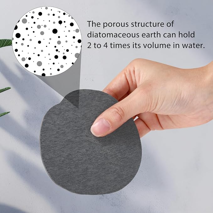 Diatomaceous Earth Coasters Set of 8，Cool Absorbent Quick-Dry Drink Coasters for Desks, Cute Modern Stone Design with Stylish Grey Aesthetic (8, Grey)