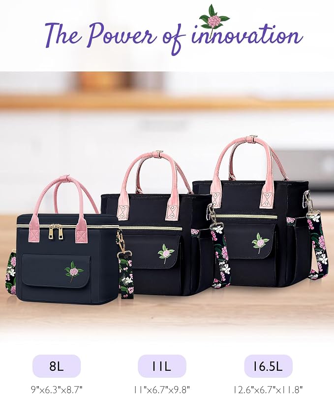 GLORIEROO Deluxe Insulated Lunch Box Bag Women - Leakproof Waterproof Cooler with Multi Pockets Removable Strap for Work Picnic - Teacher Mothers Day Christmas Birthday Gifts