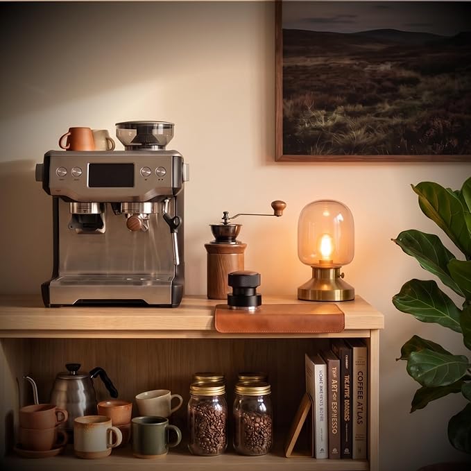 Vandroop 53.35mm Calibrated Espresso Tamper Self-Leveling & Constant Pressure - 304 Stainless Steel Base Barista Coffee with Calibrated Spring Loaded, Espresso Hand Tamper with Walnut & Aluminum Body
