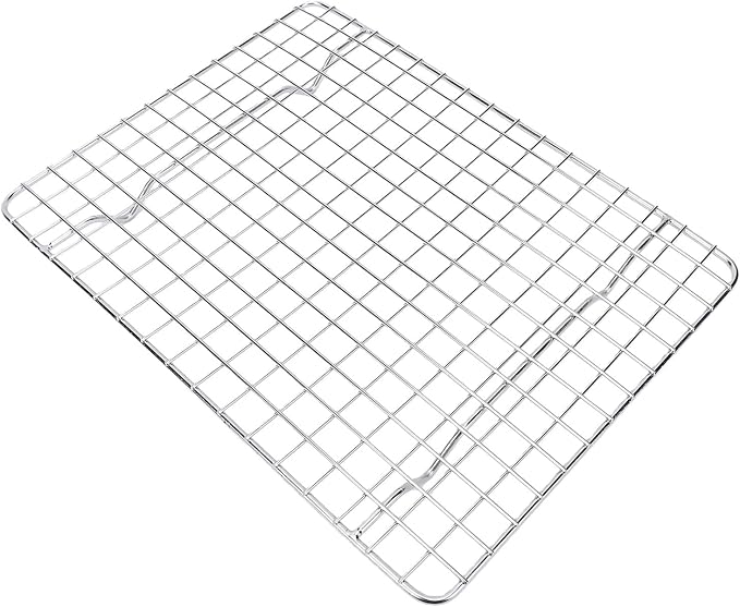 ZJchao Stainless Steel Cooling Rack Set of 2 Baking Rack Half Sheet Size with Grid Design for Oven Baking Roasting and Grilling (25x19.5x1.5cm / 9.84x7.68x0.59in)