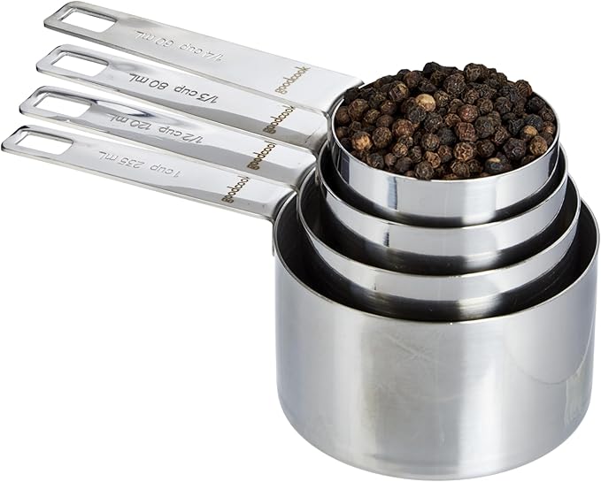 GoodCook Gourmet Measuring Cup Set, Stainless Steel 4-pc., 1/4, 1/3, 1/2, 1 Cup etched measurements