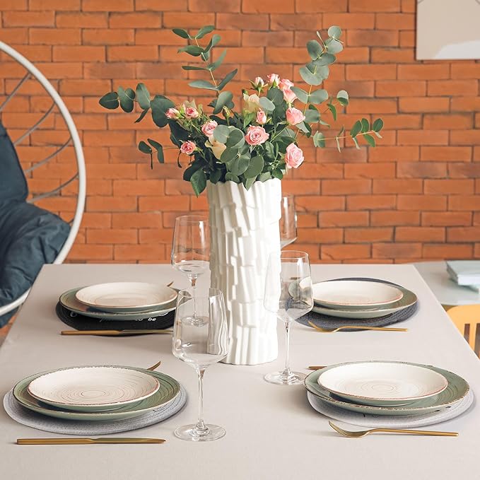13 Inch Round Cotton Placemat Set of 6 Woven Boho Coasters Table Mats Dining Table Setting Decor Washable Heat Resistant Farmhouse Circle Place Mats for Home Accessories(Grey, Black)