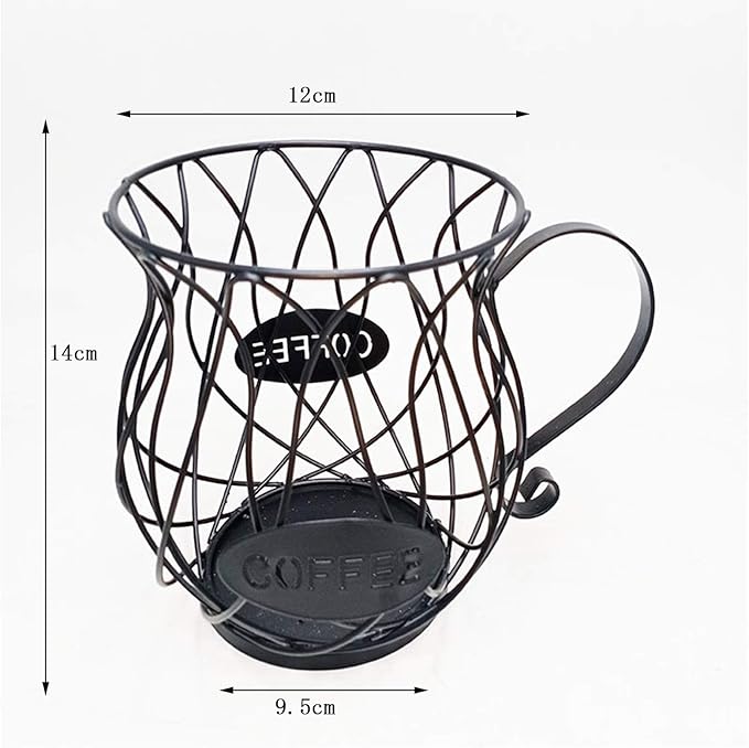 Coffee Pod Holder,Mug Shape Coffee Capsule Storage Basket Organizer for for Coffee Station Bar Decor Restaurant Tea Room Kitchen Countertop (Silver)