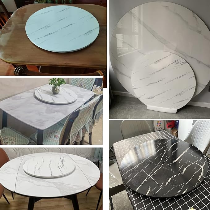 50-100cm Large Turntable Rotating Lazy Susan For Kitchen Dining Table Tabletop, Wooden Round Swivel Tray Smooth Easy To Clean, 360°, For Place Tableware, Partake Of Some Food (Color : Black, Size :