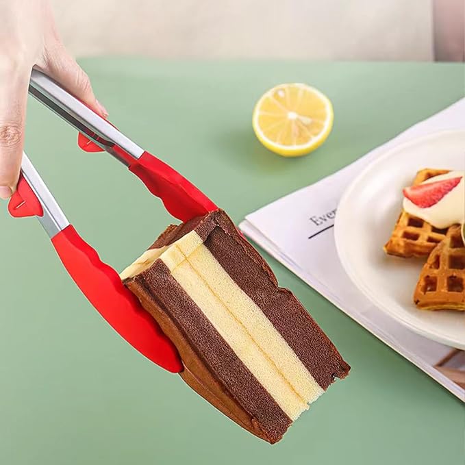 Kitchen Tongs with Silicone Tips 12-9Inch Stainless Steel Tongs for Cooking Heat Resistant Silicone Cooking Tongs Perfect for Grilling, Salad, and Canning,Link 2ps (black)
