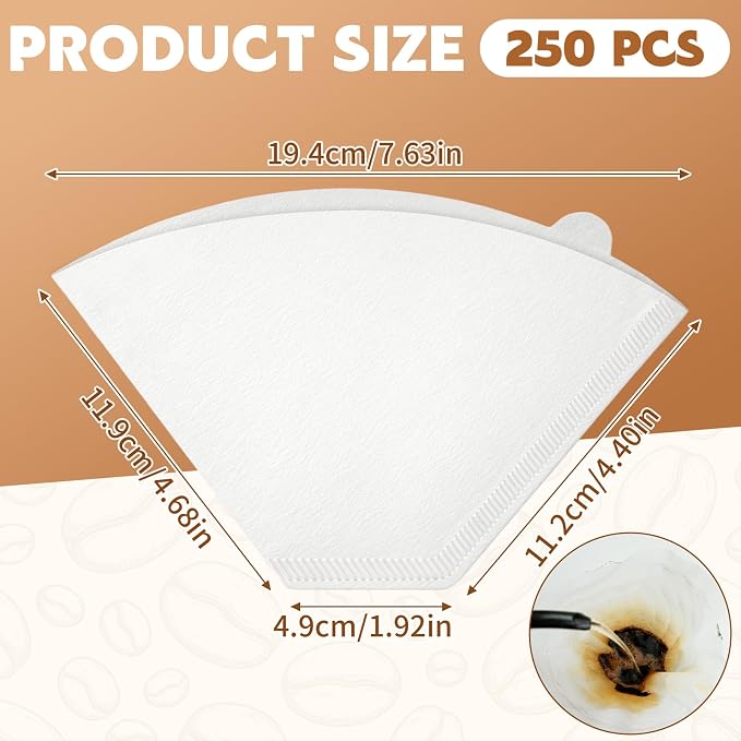 250 Count Coffee Filters #4, Disposable Coffee Filters 8-12 Cup, Size 04 Paper Filters for Pour Over and Drip Coffee Maker