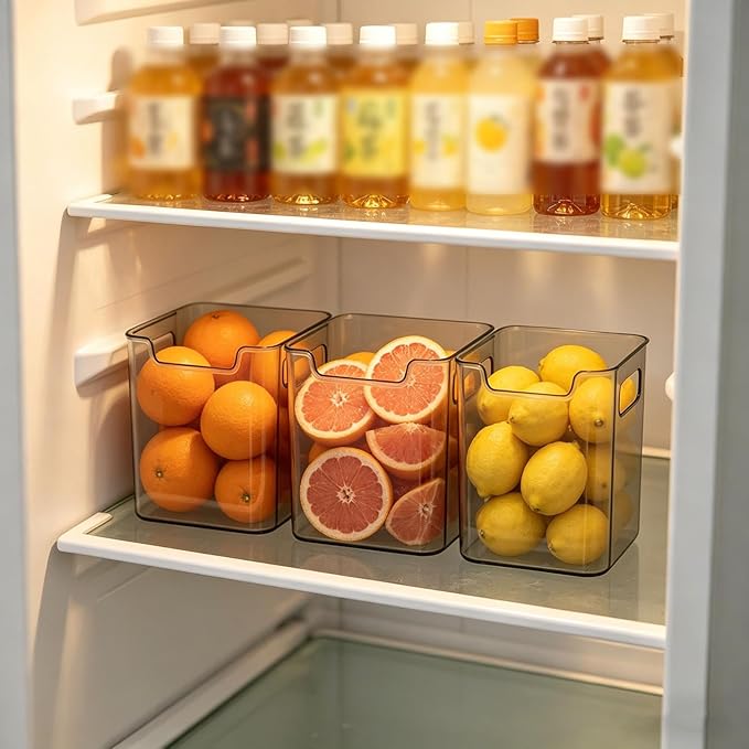 Crystal Clear Stackable Storage Bins, Versatile Organizer for Refrigerator, Freezer and Pantry, Practical Kitchen Container for Storing Meat, Vegetables and Various Food Items (Green-M 2 pcs)