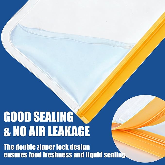 Reusable Silicone Freezer Bags, 12 Pack Leakproof Food Storage Bags Dishwasher Safe, Silicone Snack Bags Food Storage Containers for Meal Prep Containers, Salad Fruit, Vegetables, Home Organization