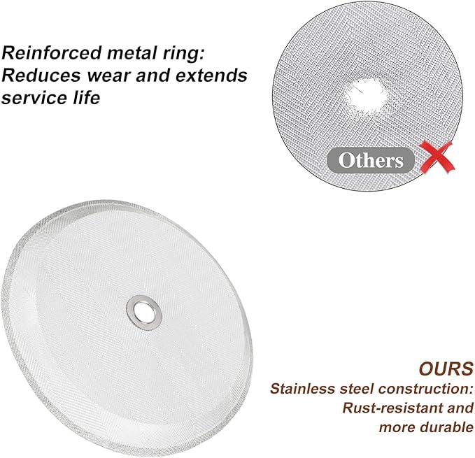 4 Pcs French Press Filters Replacement, 4.65 Inch Fine Mesh Stainless Steel Screen with Metal Center Ring, Compatible with 48oz Stanley French Press Coffee Maker, Tea Plunger Pot