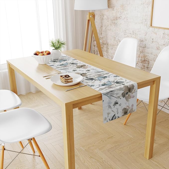 Snycler 13x72 Inch Table Runner Chinoiserie Vintage Style Mountain Spring Summer Table Runner, Seasonal House Trees Luxury Farmhouse Kitchen Dining Table Decoration for Home Party Decor